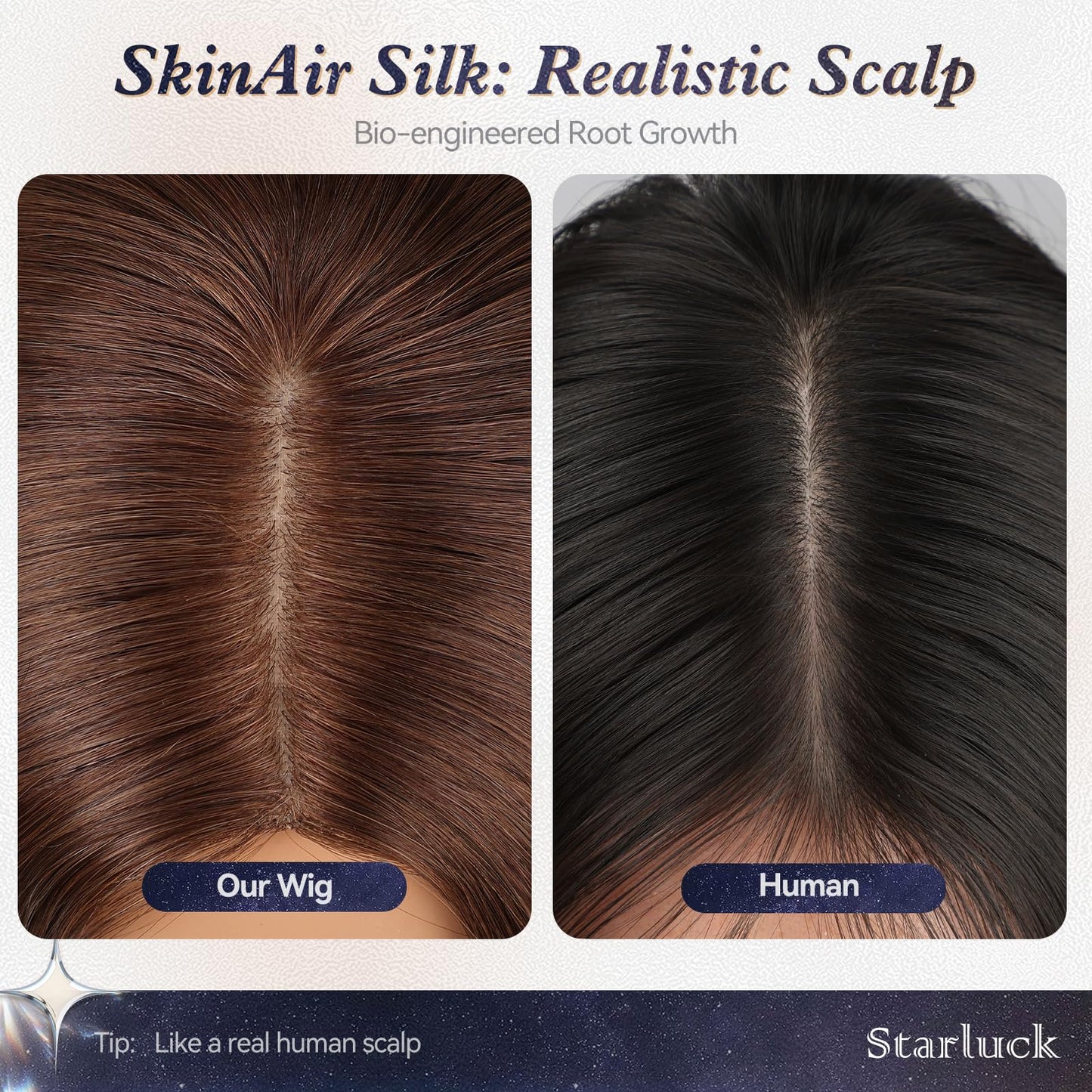starluck Human Hair Wig for Women Wigs Real Human Hair Wigs Brown Layered Bob Wig 12 Inch Silk Base Realistic and Resistant for Daily Party Use