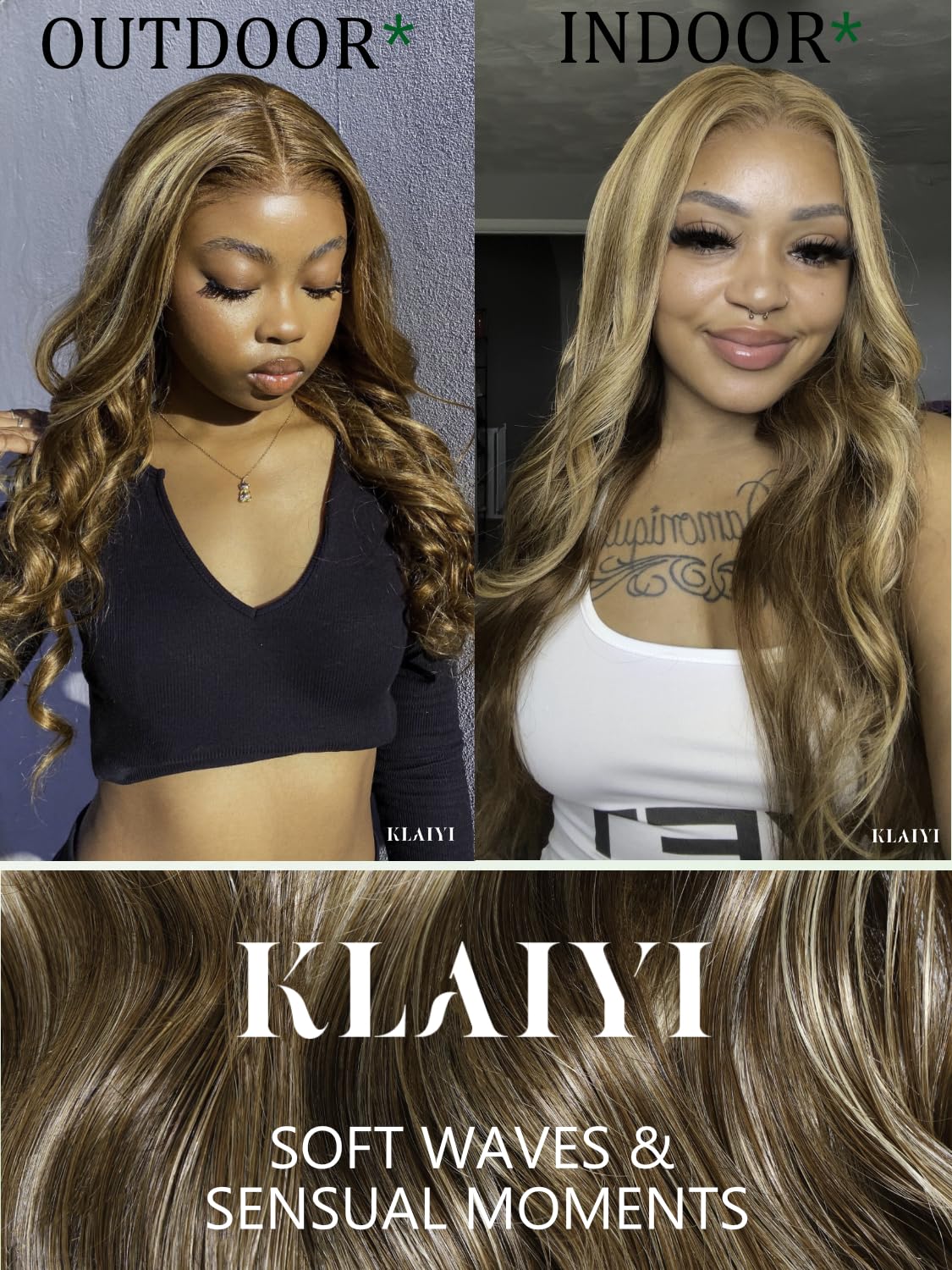 KLAIYI Wear And Go Glueless Wig Bye Bye Knots 13x4 Precut Lace Front Wigs Human Hair Ombre Highlight Blonde Body Wave Wig Pre Bleached Pre Everything Pre Plucked with Baby Hair 3S Ready to Wear 26Inch