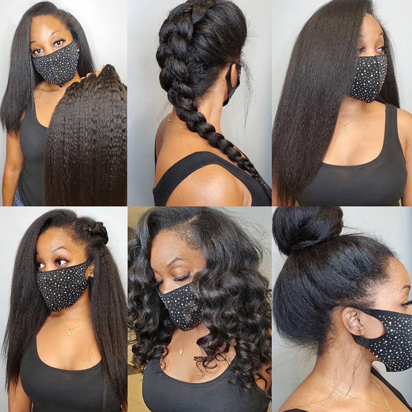 LINYINGYH Kinky Straight Bundles Brazilian Virgin Hair 3 Bundles Weave 20 20 20 inch Natural Hair Bundles Yaki Straight 100% Unprocessed Remy Human Hair Bundles Extensions 12A