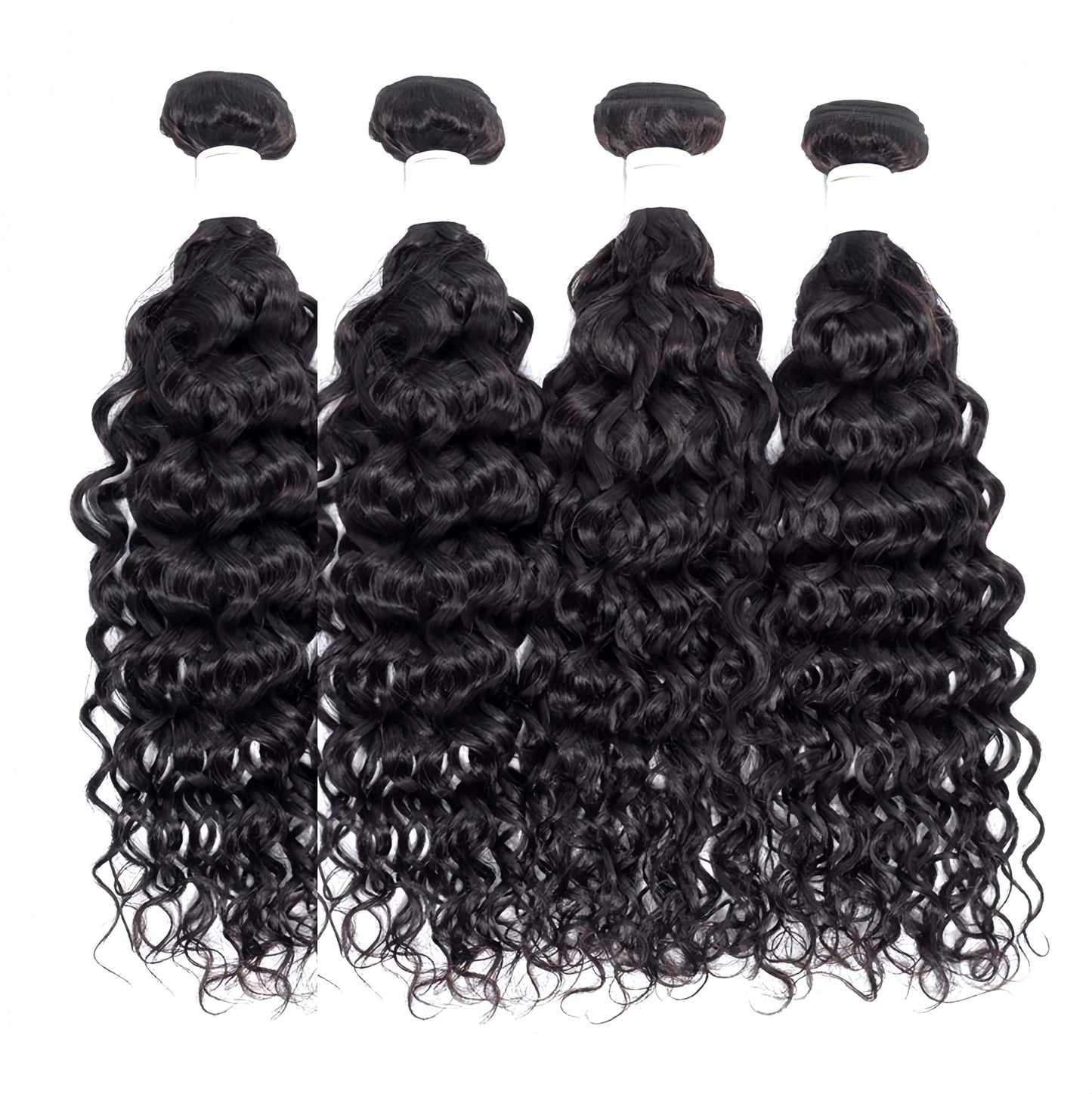 Foruiya Water Wave 4Bundles(50g/bundle) with Middle Part Closure Weave Hair Human Bundles with T Lace Closure Brazilian Wet and Wavy Bundles with Closure (10/10/10/10+10" closure)