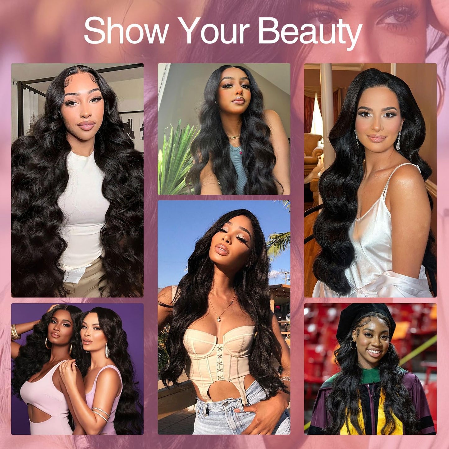 13x6 Body Wave Lace Front Human Hair 200% Density Human Wig with Body Hair HD Transparent Lace Front Wigs Natural Black Pre Plucked 100% Virgin Lace Frontal Human Hair Tangle Free for Women 24 inch
