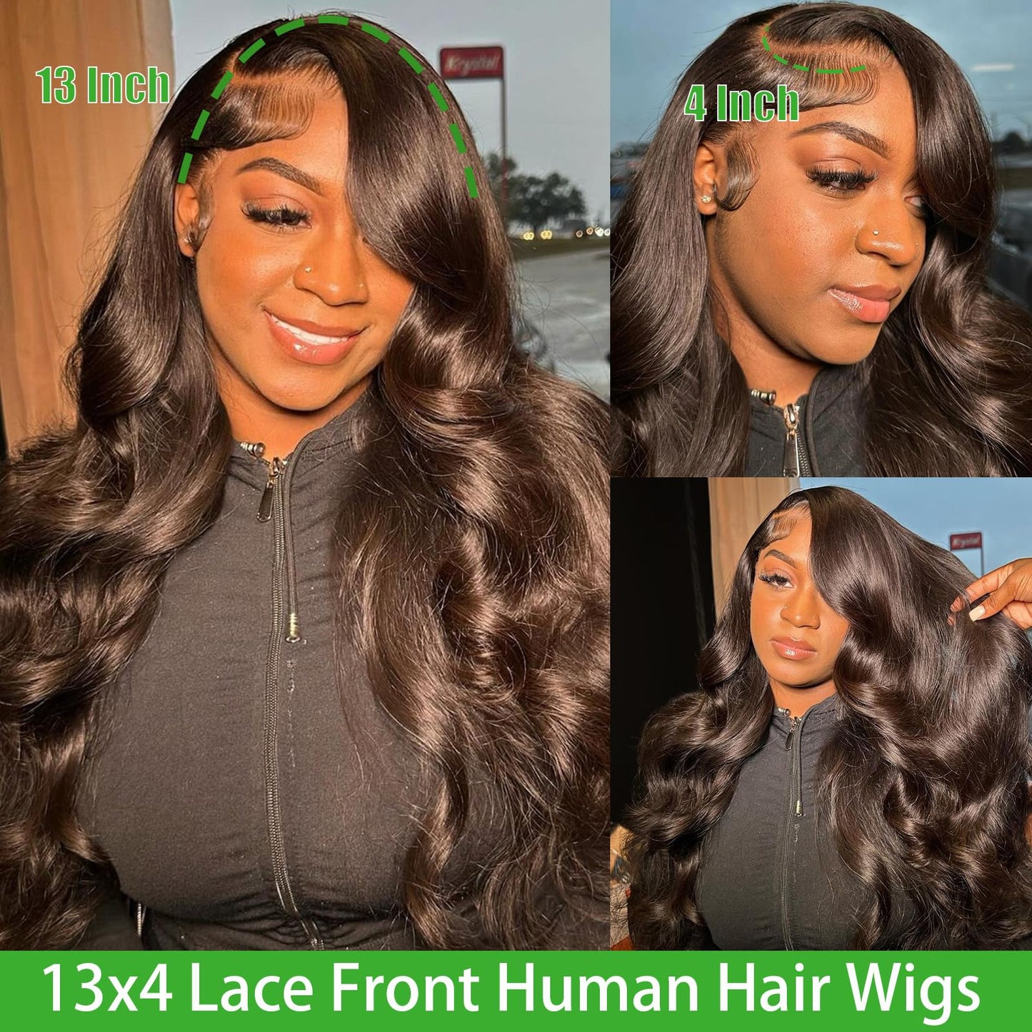 Niojoo 28 Inch Body Wave Lace Front Wigs Human Hair Pre Plucked 180% Density 13x4 HD Transparent Lace Frontal Glueless Wigs Human Hair Wigs for Women Natural Hairline With Baby Hair