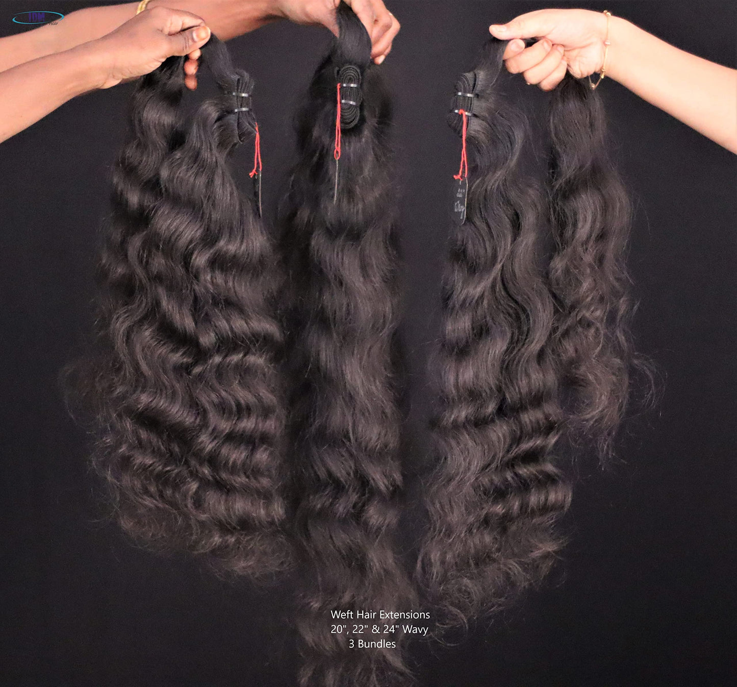IDM INDIA 3 Bundles of 20” 22” 24” Wavy 100% natural Indian virgin temple raw hair extensions unprocessed and not treated with any kind of chemicals. Single donor raw hair weft bundles