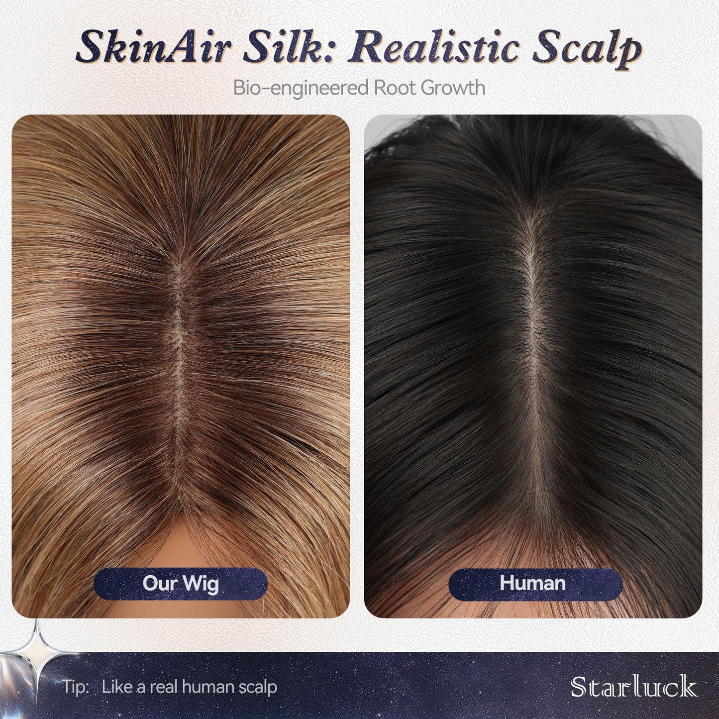 starluck Human Hair Wig for Women Wigs Real Human Hair Ligth Brown Wigs Layered Bob Wig 12 Inch Silk Base Realistic and Resistant for Daily Party Use
