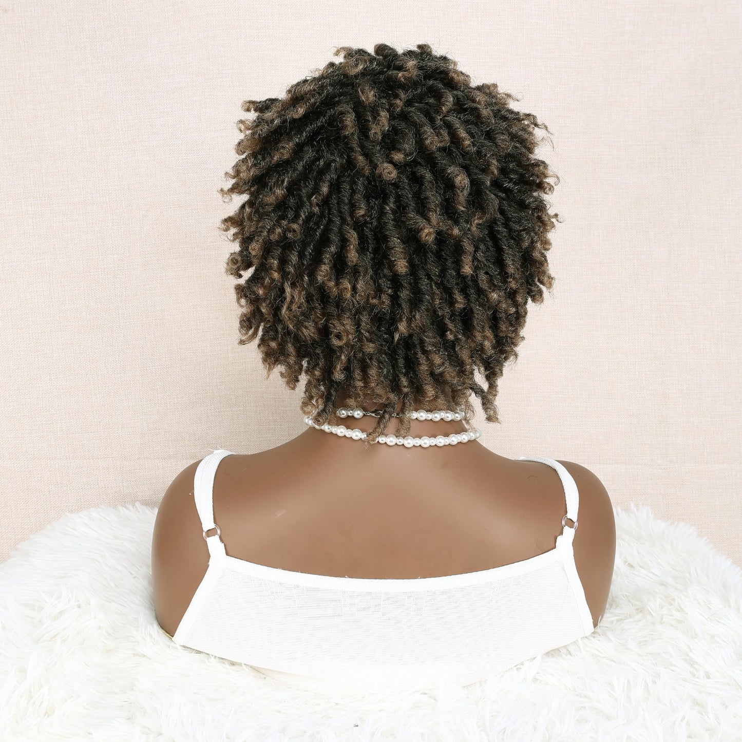 hairyhme Ombre Blonde Short Dreadlock Wigs, Short Afro Braided Wigs for Black Women, Twist Braided Wig Faux Locs Braid Glueless Wigs for Women