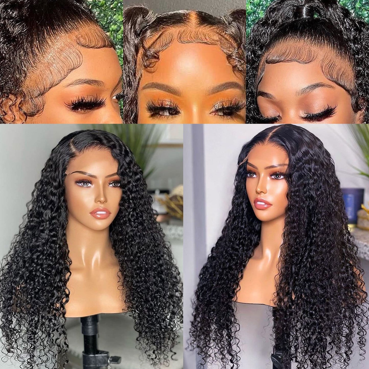 360 Lace Frontal Wig 180% Density Pre-Plucked Hairline 360 Lace Front Brazilian Remy Human Hair Wig Curly Hair Wig for Black Women (16inch with 180% density)