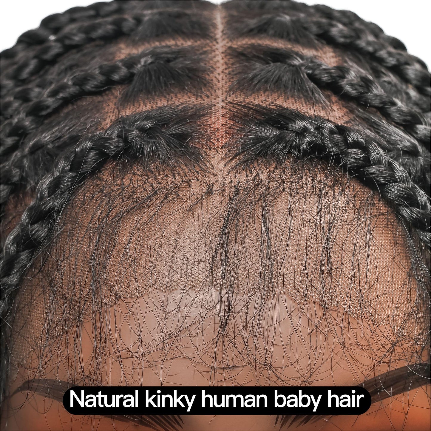 JALIZA 36" Boho Knotless Box Braided Wigs for Black Women Girls,Box Braided Wigs Full Lace Handmade with Human Hair Baby Hair,Black