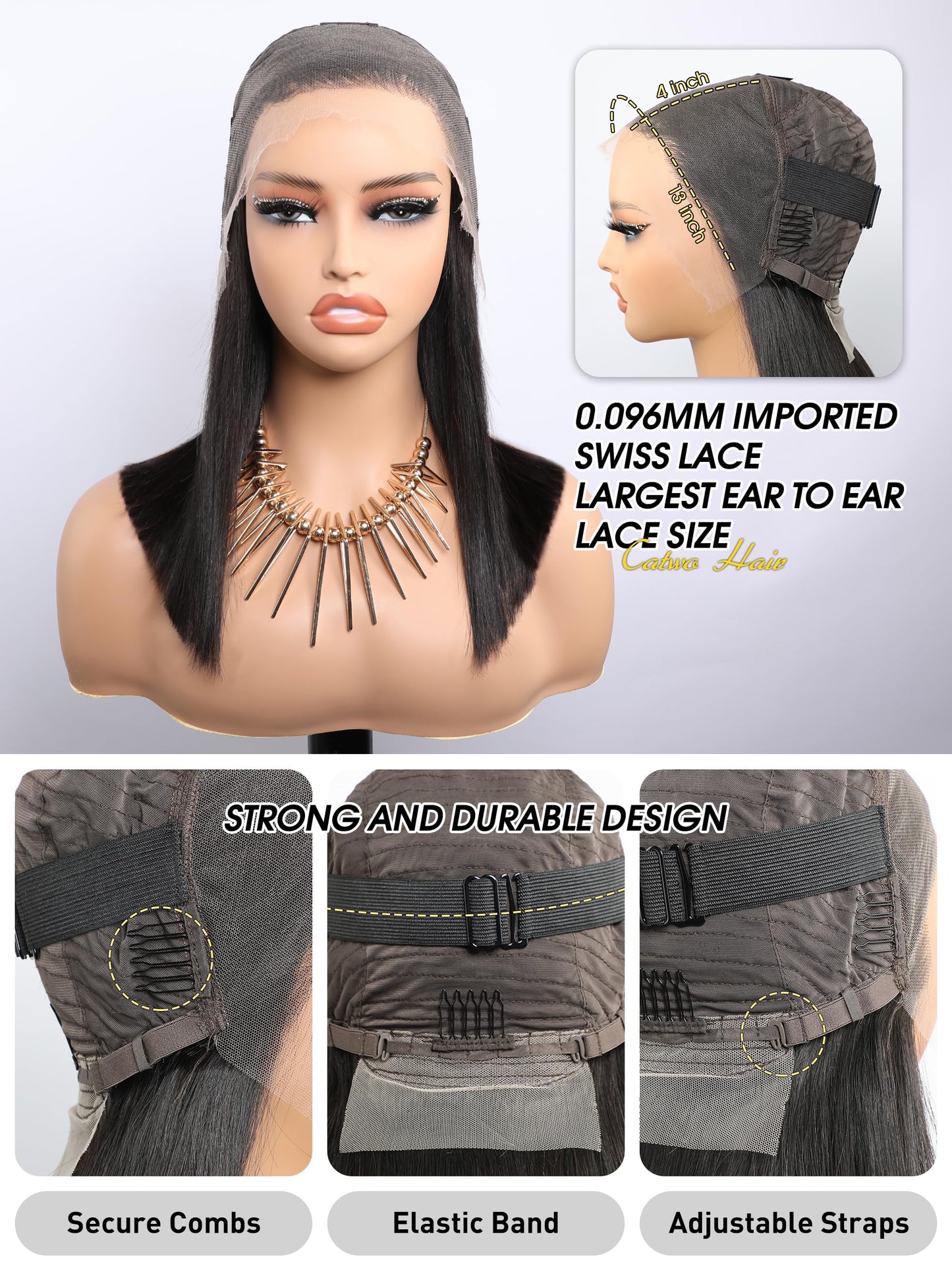 SKINLIKE Real HD Lace Frontal Wig Human Hair Full 13x4 Swiss HD&Parting MAX&&PRE Plucked&Tiny Knots&Full 200 Density Blunt Cut Bob Wig Human Hair Lace Front Wigs Straight For Black Women 14 Inch