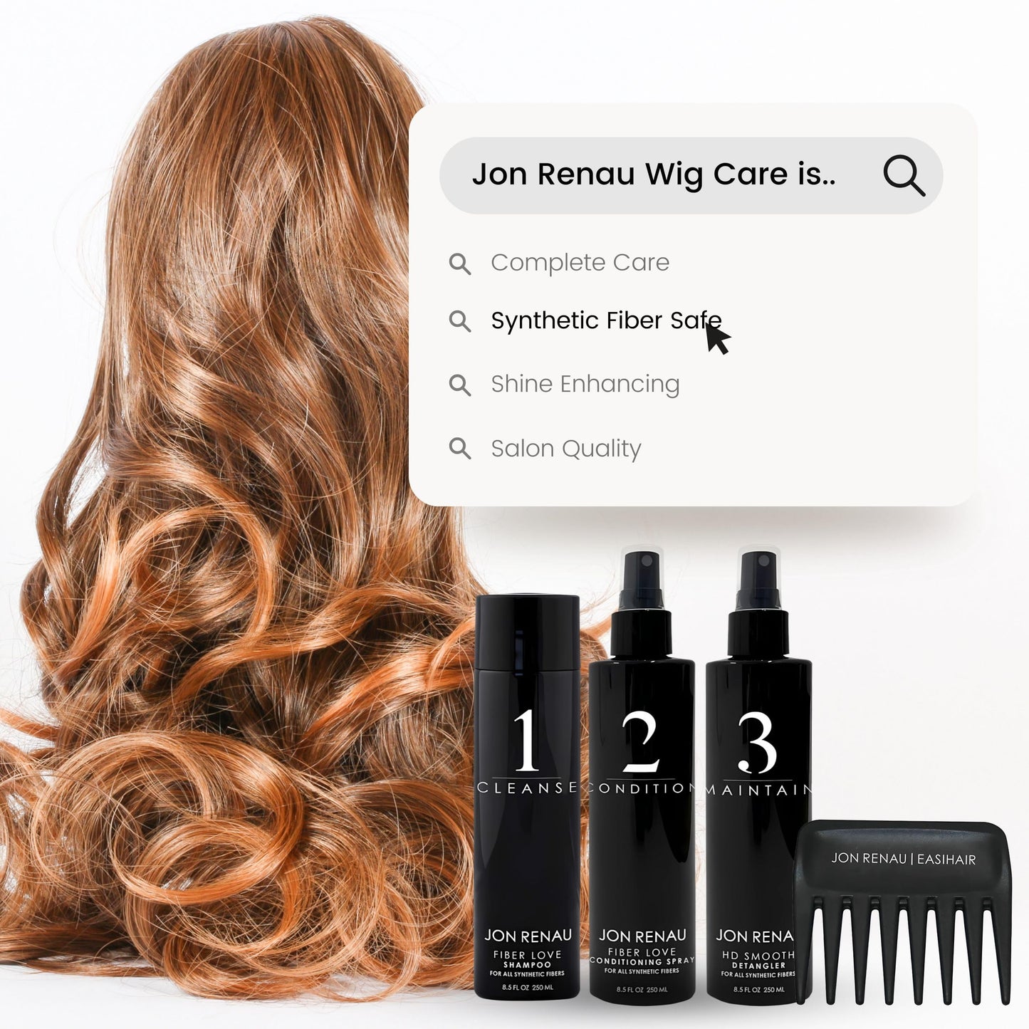 Jon Renau Synthetic Hair Treatment Kit - 4pc Kit - Synthetic Wigs Care Products