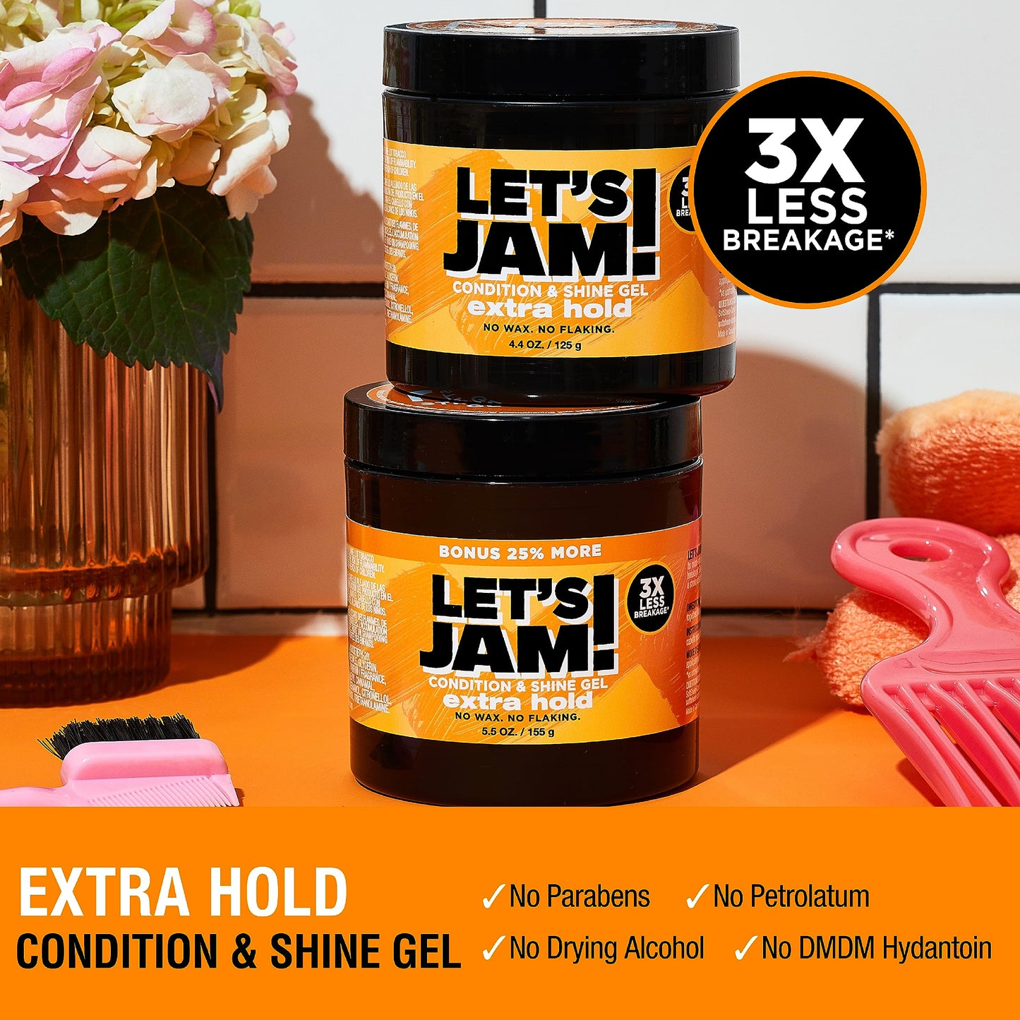 SoftSheen-Carson Let's Jam! Shining and Conditioning Hair Gel by Dark and Lovely, Extra Hold, All Hair Types, Styling Gel Great for Braiding, Twisting & Smooth Edges, Extra Hold, 4.4 oz