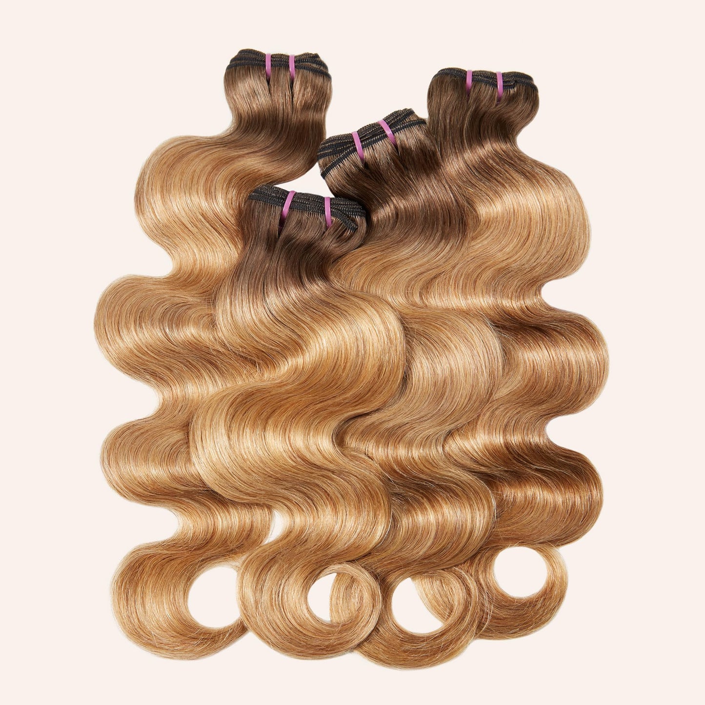 Ombre Human Hair Bundles 4 Bundles 16 18 20 22 Inch Hair Extensions Honey Blonde Highlight Body Wave Bundles Human Hair 100% Unprocessed Brazilian Virgin Hair Quick Weave T4/27