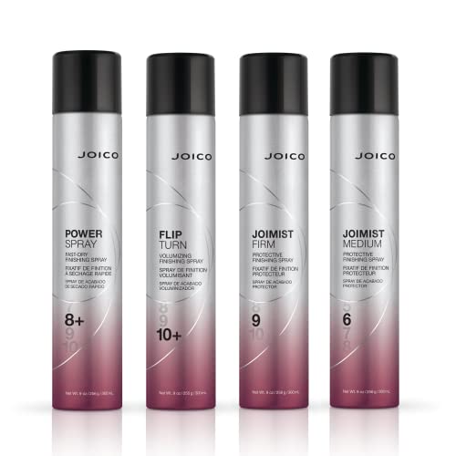 Joico Power Spray Fast-Dry Finishing Spray | For Most Hair Types | Protect Against Heat & Humidity, Pollution & Harmful UV | Paraben & Sulfate Free | 72 Hour Hold | 9.0 Fl Oz