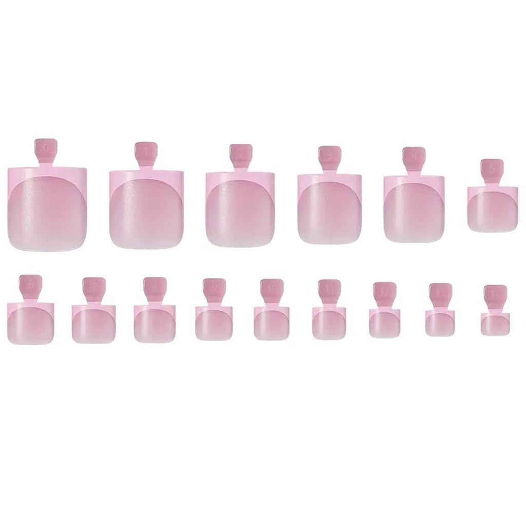 NHIXK 60 Pcs Pink French Tip Press on Nails Square & Press on Toenails Set, Medium Fake Nails Short Square Press on Toe Nails Summer False Nails Full Cover Stick on Toenails for Women