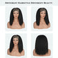 Aminow Kinky Straight Headband Wig, Soft & Natural as Human Hair, Glueless Headband Wigs for Black Women, Long Black Italian Yaki Synthetic Half Wig (1B Natural Black, 16 Inch)