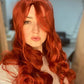 KKbeauty 28” Jessica Rabbit Long Wavy Copper Red Cosplay Wig Spiral Curly Anime Heat Resistant Hair for Women