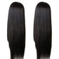 TIMANZO Long Straight Remy Hair Wigs Natural Black Heat Resistant Fiber Hair Full Machine Wig with Bangs Cosplay Party Wig For Fashion Women(24 Inches Natural Black Hair)