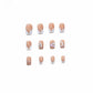 French Press on Nails Medium Square Fake Nails White French Tip Nails Press on False Nails with Flower Glitter Designs Nude Pink Acrylic Fake Nails Kits Spring Glue on Stick on Nails for Women 24PCS
