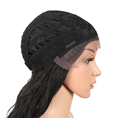 Style Icon 41” Lace Front Wigs Long Wavy Synthetic Wigs with Baby Hair Half Hand Tied 130% Density Wigs (41", 1B)