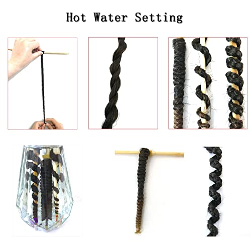 Pre Stretched Braiding Hair 22 Inch 6 Packs Professional Soft Yaki braiding Hair For Braids Hot Water Setting Synthetic Crochet Hair Extensions (22 Inch (Pack of 6), T1B/30/27)