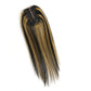 X-TRESS Highlight Balayage Synthetic Hair Bundles with Closure Yaki Straight Weft Weave Ombre Honey Blonde Swiss Lace Hair Extension Heat Friendly