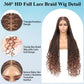Olymei 360° Hd Full Lace Braided Wigs for Women Triangle Knotless Braided Wigs with Curly End with Baby Hair Box Braid Wig Premium Synthetic Braid Lace Front Wig Brown 36"