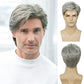 Baruisi Men Wigs Short Gray Synthetic Heat Resistant Natural Halloween Cosplay Hair Wig