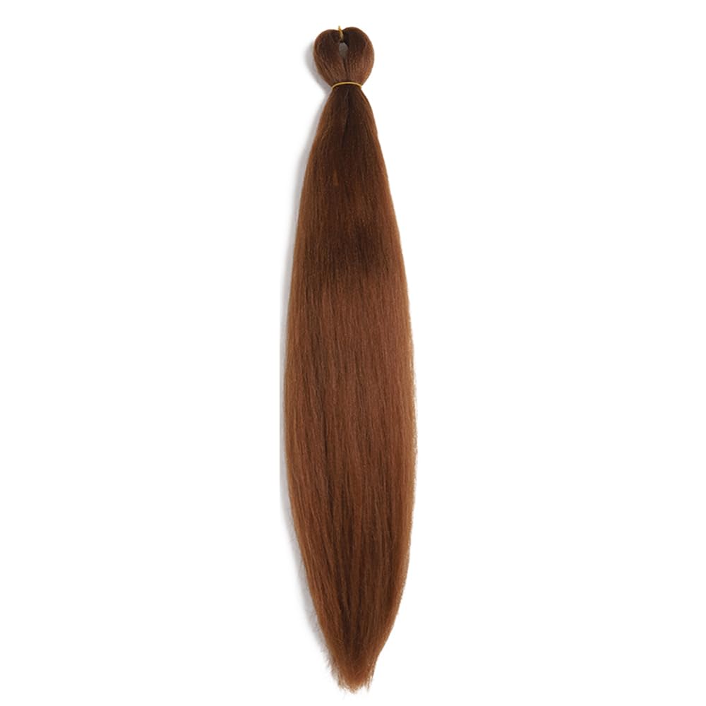 Pre Stretched Braiding Hair 26 Inch Ombre Red Kanekalon Braiding Hair Extensions Hot Water Setting Crochet Box Braids Hair (26 Inch (Pack of 1), Dark Brown)