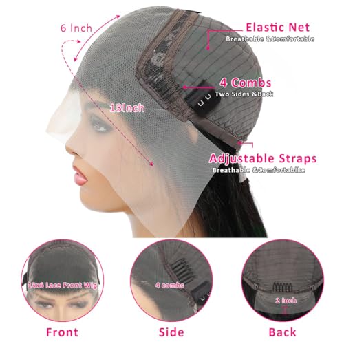 Hakaniya 13x6 Body Wave Lace Front Wigs Human Hair Pre Plucked HD Transparent Lace Frontal Wigs Human Hair 180% Density Glueless Wigs Human Hair with Baby Hair for Women 26 Inch