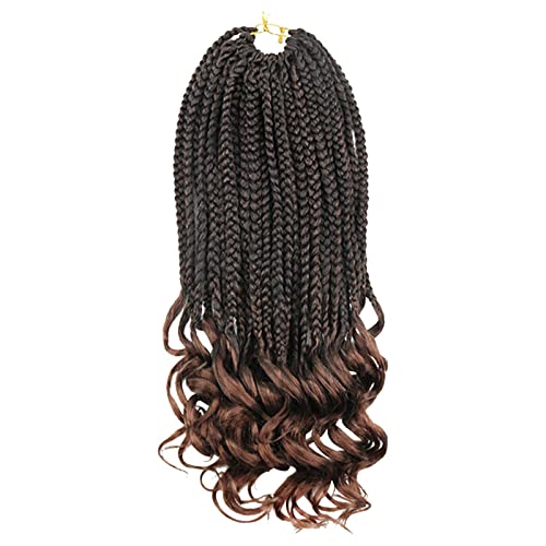 Hair Bungees Fiber Crochet Hair With Three Braids Wrapped Around The Tail Box Braids Curly Ends Horsetail Wig Hair Bundles with Frontal per Plucked (Brown, One Size)
