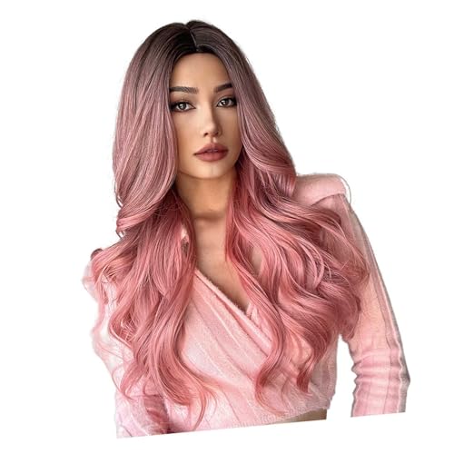 Ymiko Red Lace Front Wig, Pink Wig, Pink Lace Front Wigs Deep Wave Curly Lace Wig Pink Lace Front Wig Pink Lace Front Wig Human Hair with Hair Pink Color Cosplay Wigs for Girls and