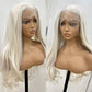 RONGDUOYI Platinum Blonde Wigs for women Long Wavy Blonde Synthetic Lace Front Wig with Glueless Natural Hairline Layered Long Blonde Hair Replacement Wigs for Daily Party Cosplay 18Inches