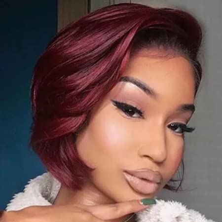 Usexy Pixie Cut Lace Front Wig - 13x4x1 Human Hair Short Bob Wig - 99J Color Straight Pixie Cut for Black Women