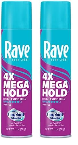 rave 4X Mega Long-Lasting Firm Hold Scented Hair Spray for Heat Protection, Volume and Shine - ClimaShield for Extra Humidity & Minimizes Frizz (Pack of 2)