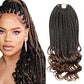 Hair Bungees Fiber Crochet Hair With Three Braids Wrapped Around The Tail Box Braids Curly Ends Horsetail Wig Hair Bundles with Frontal per Plucked (Brown, One Size)