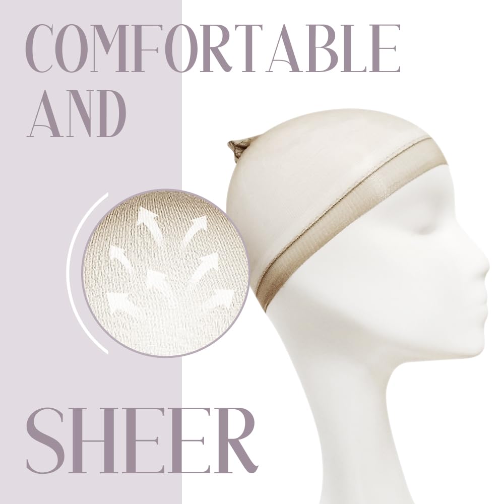 MYKURS Transparent Wig Caps for Women Lace Front, HD Caps for Wig, Brown 24 PCS