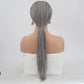 liuzz Silver Grey Braided Wigs Synthetic Lace Front Wig Part Braided Box Braids Wig With Baby Hair Wigs for Black Women-26inches
