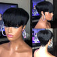 PurpleSexy Pixie Cut Wigs for Black Women Natural 1B Color Daily Use Short Layered Pixie Cut Human Hair Wigs With Bangs for Women Glueless Brazilian Virgin Human Hair Cool Wig