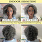 HUA Grey Glueless Wigs Human Hair Wigs for Black Women Grey Short Curly Wigs for Black Women Human Hair Mixed Kinky Curly Wear and Go Glueless Wig Ombre Gray 8 Inch Short Wigs for Older Women