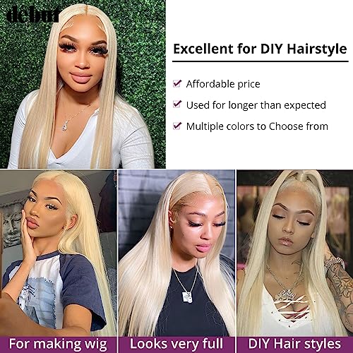 DÉBUT Long Straight Blonde Hair 6 Bundles 26 28 30 Inches High Temperature Fiber 300g for Full Head Synthetic Hair Weave 613 Color