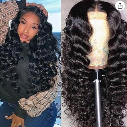 YruYptpaln Deep Wave Lace Front Wigs Unice Hair Glueless Wigs Wet and Wavy Lace Front Wigs Middle Part Wigs for Black Women(Black, One Size)