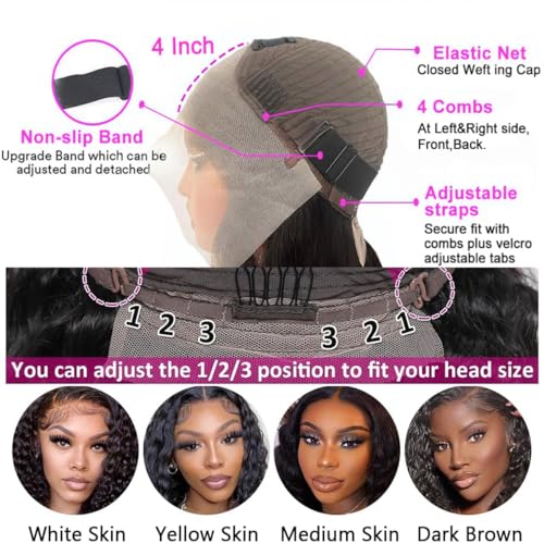 Rozilo Aomllute 28 Inch Deep Wave Lace Front Wigs Human Hair 200 Density 13x4 HD Lace Frontal Wigs Human Hair Pre Plucked Deep Curly Glueless Wigs for Women Natural Black