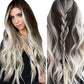 Yoyorule Fashion Party Wigs Grey Long Wigs Synthetic Wig Wavy Hair Full Womens wig Hair Wig Lace Front (grey, One Size)