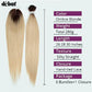 DÉBUT Silky Straight 6 Bundles with Lace Front Closure Synthetic Long Straight Hair Bundles Weave Hand-Tied Middle Parting Lace Closure Ombre Blonde Color