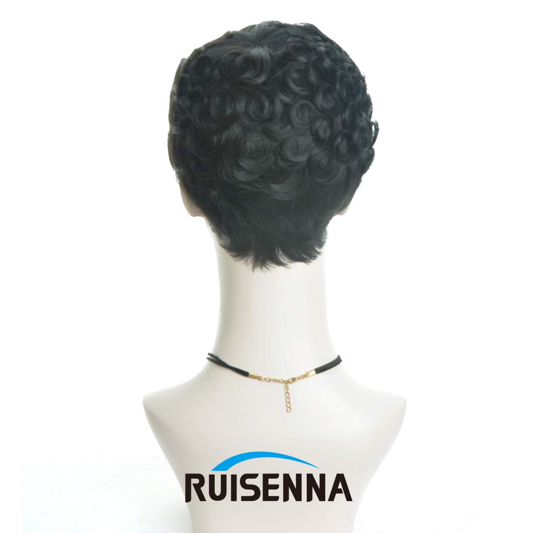 RUISENNA Short Human Hair Wigs Curly Pixie Cut Wigs for Women Glueless Remy Brazilian hair Wig Short Black Curly Wigs