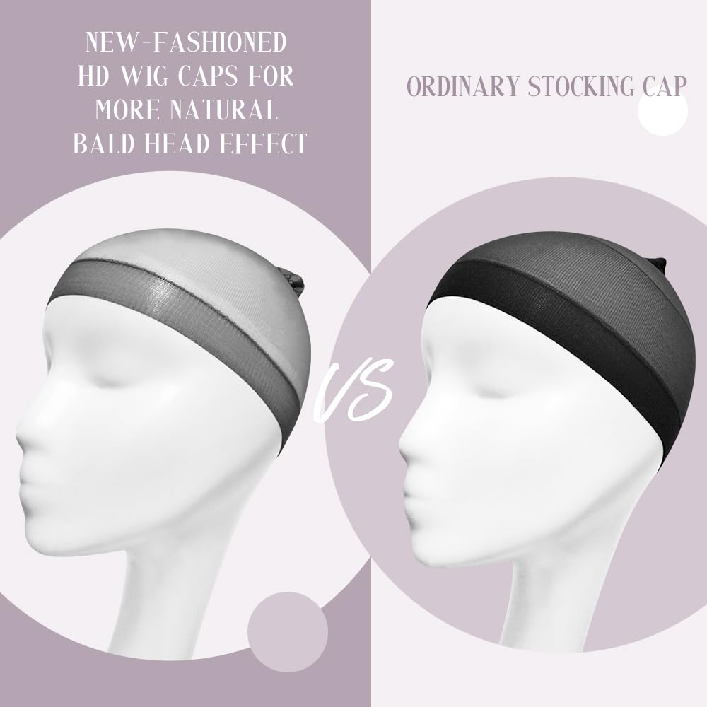 MYKURS HD Wig Caps for Women, Sheer Wig Caps for Lace Front, Black 24 PCS