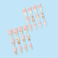 Flower Press on Nails Long White French Tip Nails Coffin Fake Nails with Daisy Designs Glossy Pink Acrylic Ballet Nails Full Cover Summer Flower Nails Glue on Nails Stick on Nails for Women 24PCS