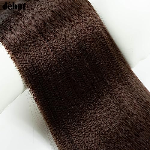 DÉBUT Long Straight Hair 6 Bundles High Temperature Fiber 300g for Full Head Synthetic Hair Weave Medium Brown 26 28 30 Inches