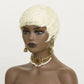 613 Blonde Pixie Cut Wig Short Wigs for Black Women Short Wavy Hair Replacement Blonde Pixie Synthetic Hair Curly Layered Wig With Bangs Short Cut Wigs for Black Women