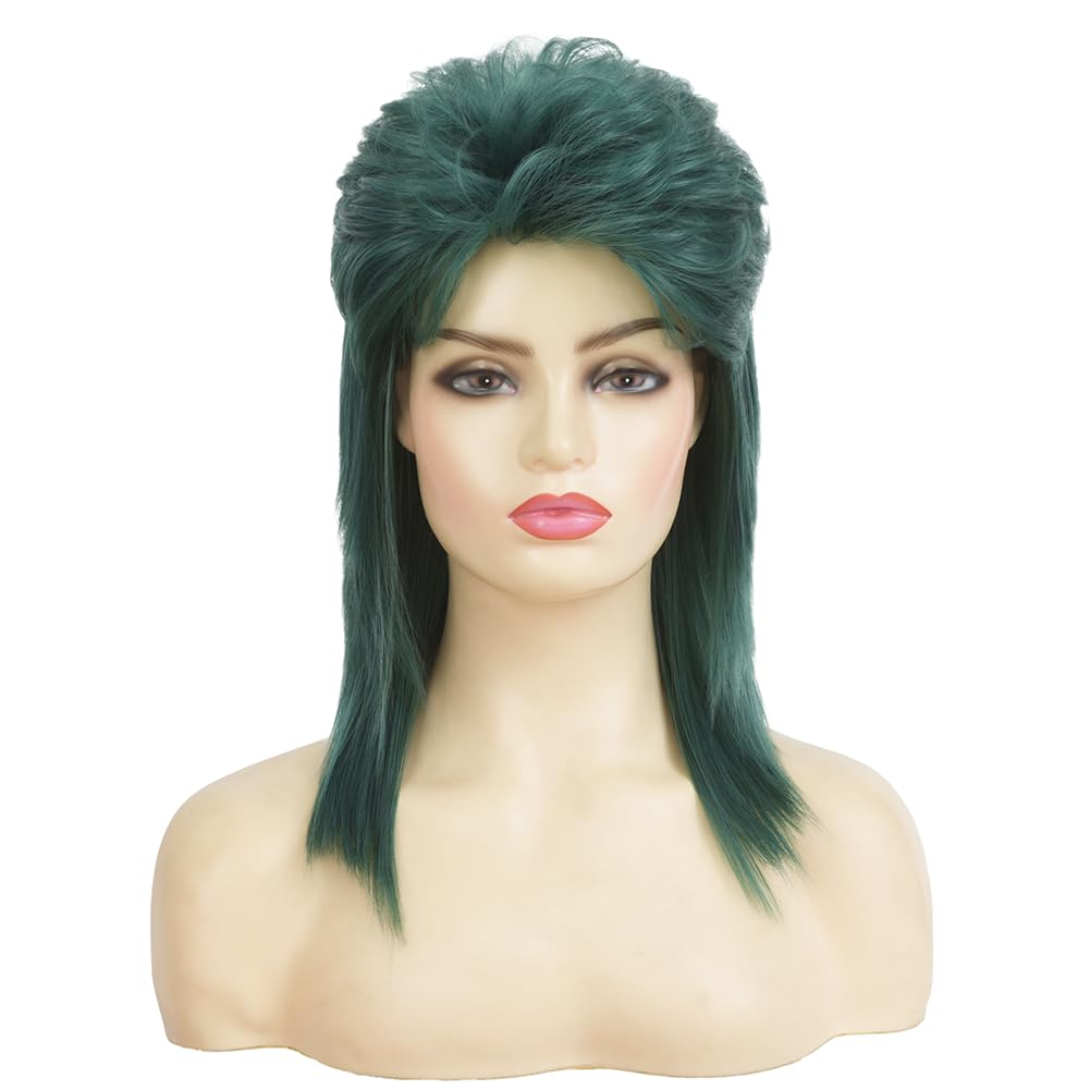 Swiking Green Mullet Wigs for Women Shaggy Shoulder Length Layered Wig 70s 80s Rocker Wigs Cosplay Daily Hair Wigs(Green)