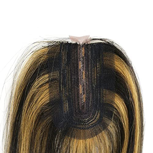 X-TRESS Highlight Balayage Synthetic Hair Bundles with Closure Yaki Straight Weft Weave Ombre Honey Blonde Swiss Lace Hair Extension Heat Friendly